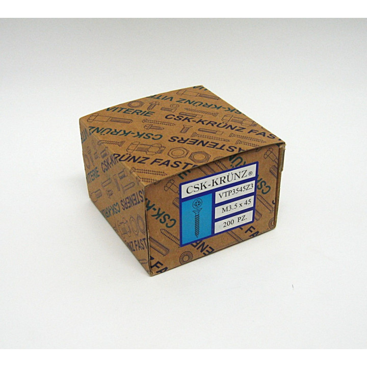 200pz. Screw Flat Head Galvanized Cross for Chipboard M3.5x45mm