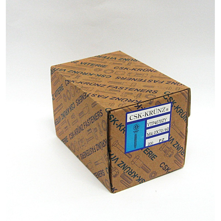 200pz. Screw Flat Head Galvanized Yellow Cross for Chipboard M4.0x70/60