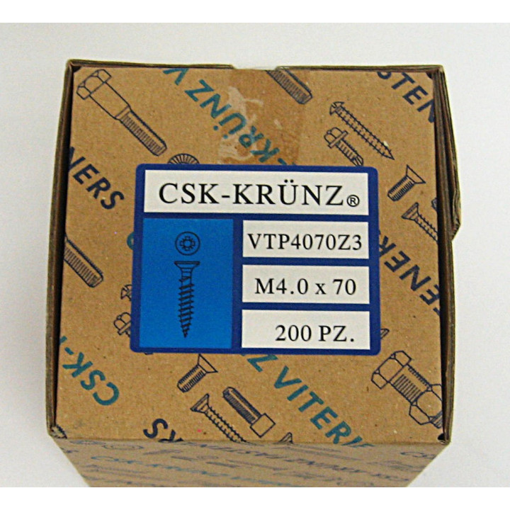 200pz. Vite Testa Piatta a Croce Zincato per Truciolato M4.0x70mm