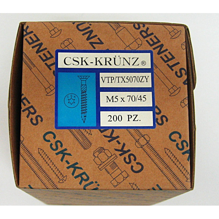 200pz. Vite Testa Piatta a Torx M5x70/45mm