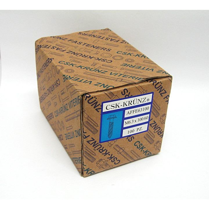 100pz. Screw Autofilettata Hex Head Zinc -Stem Partially Threaded M6.3x100/60mm