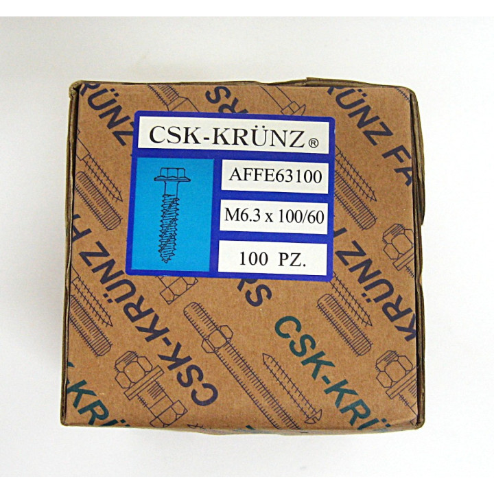 100pz. Vite Autofilettata Testa Esagonale Zinco Gambo Parzialmente Filettato M6.3x100/60mm