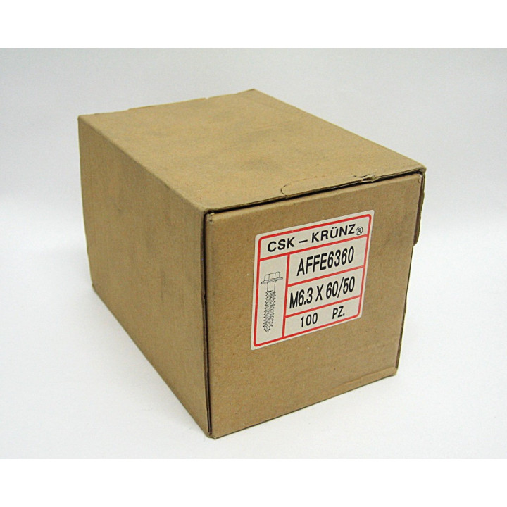 100 pz. Vite Autofilettante Testa Esagonale M6.3x60/50mm