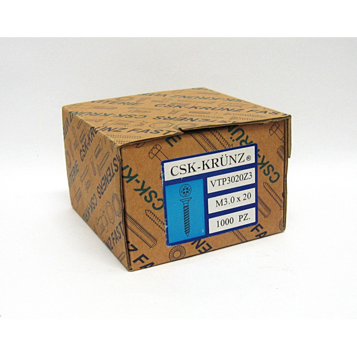 1000 pz. Screw Flat Head Flared Cross M3.0x20mm