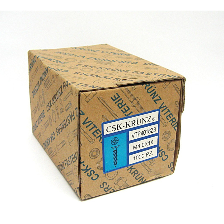 1000 pz. Screw Flat Head Flared Cross M4.0x18mm