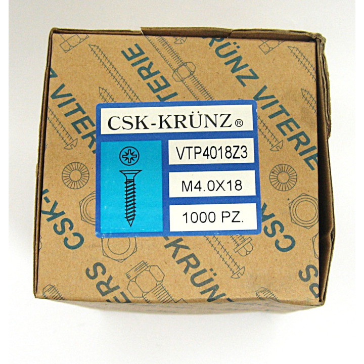 1000 pz. Vite Testa Piatta a Croce M4.0x18mm