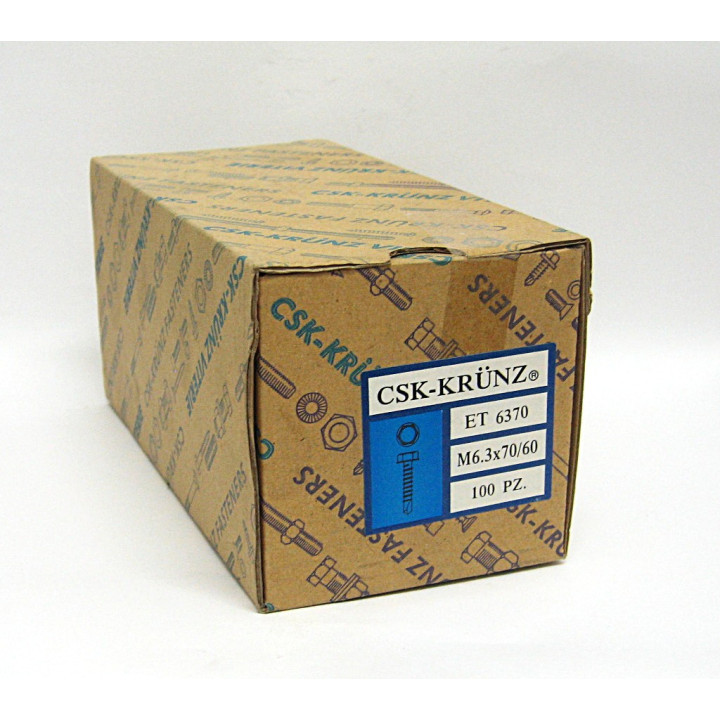 100 pz. Vite Testa Esagonale Zincato M6.3x70/60mm