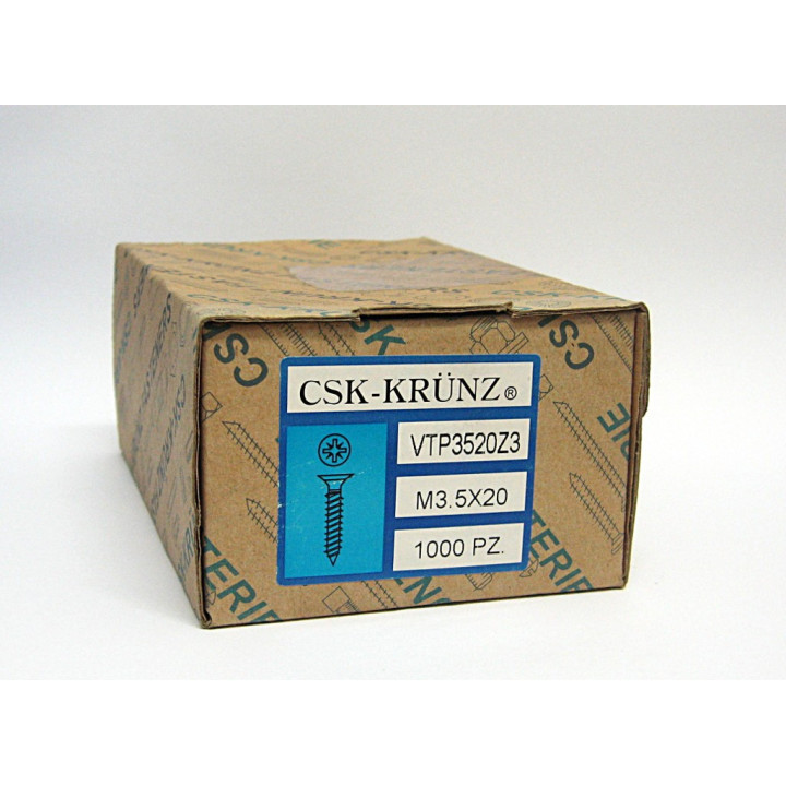 1000 pz. Vite Testa Piatta Svasata a Croce M3.5x20mm