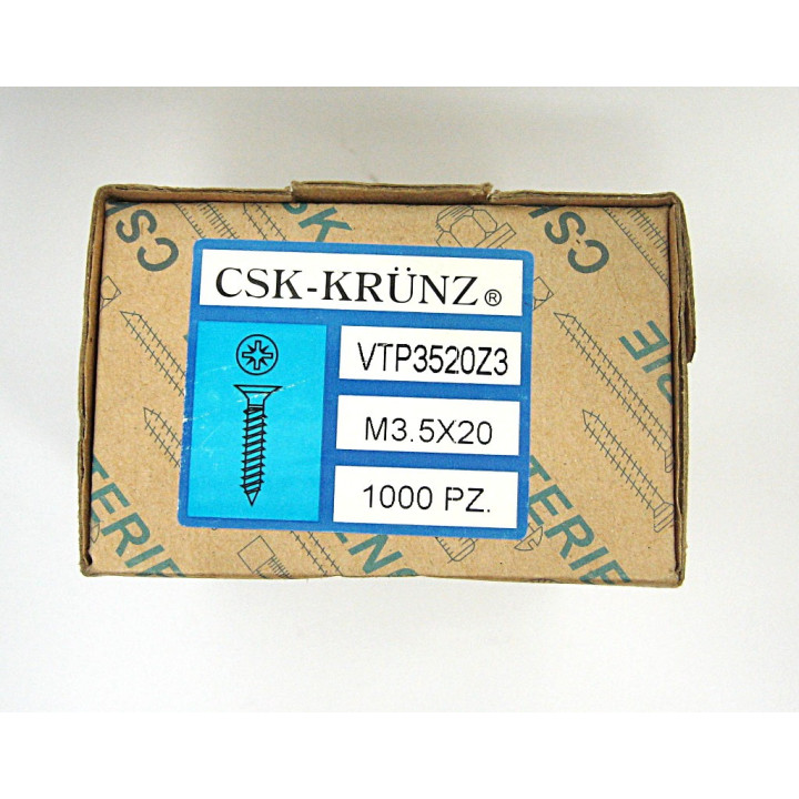 1000 pz. Vite Testa Piatta Svasata a Croce M3.5x20mm