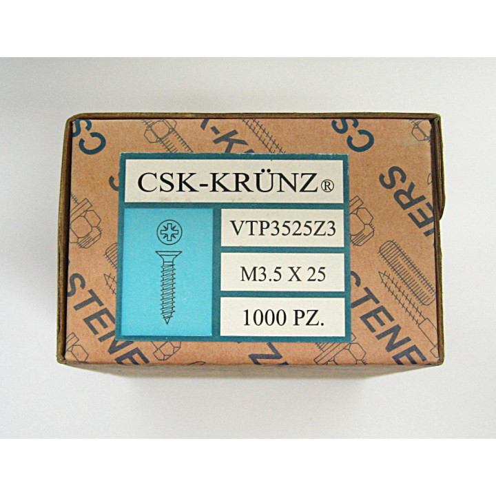 1000 pz. Vite Testa Piatta Svasata a Croce M3.5x25mm