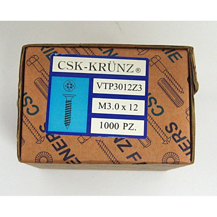 1000 pz. Vite Testa Piatta Svasata a Croce M3.5x12mm