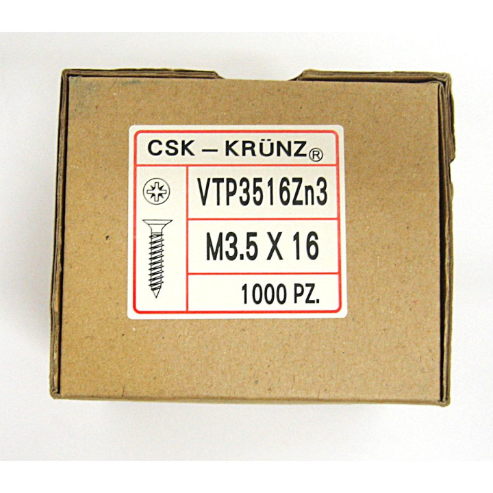 1000 pz. Screw Flat Head Flared Cross M3.5x16mm