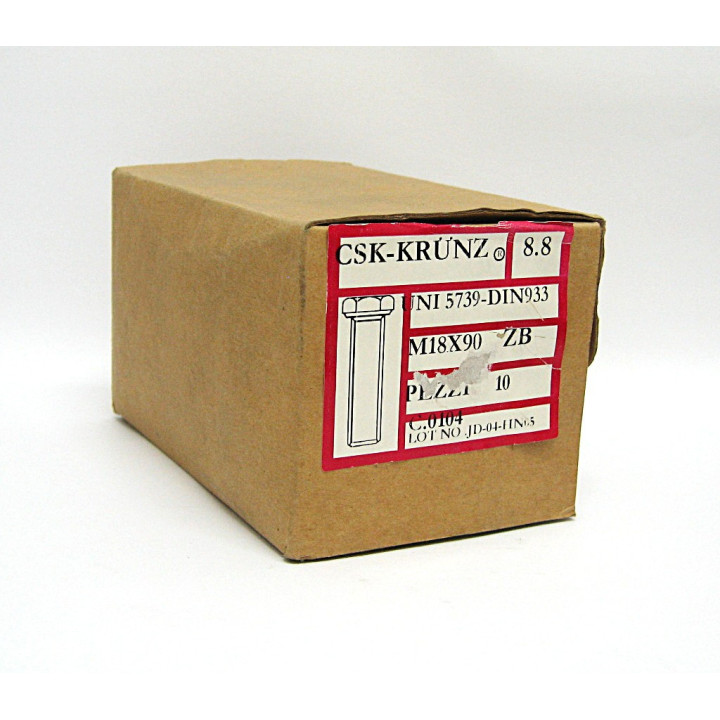 10 pz. Vite/Bullone Testa Esagonale UNI 5739 DIN 933 M18x90 Zincato Bianco