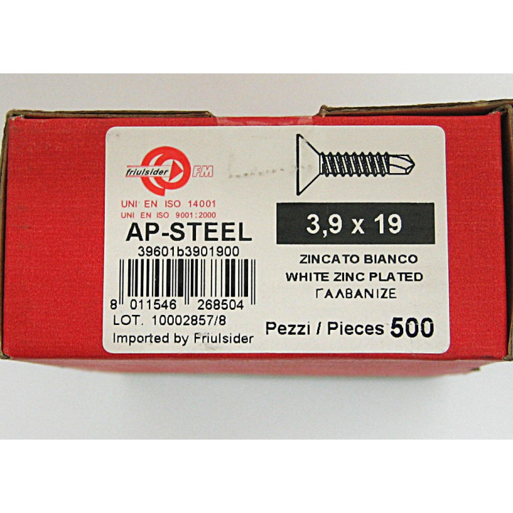 500 pz.  Vite Autoperforante a Croce M3.9x19mm - AP-STEEL
