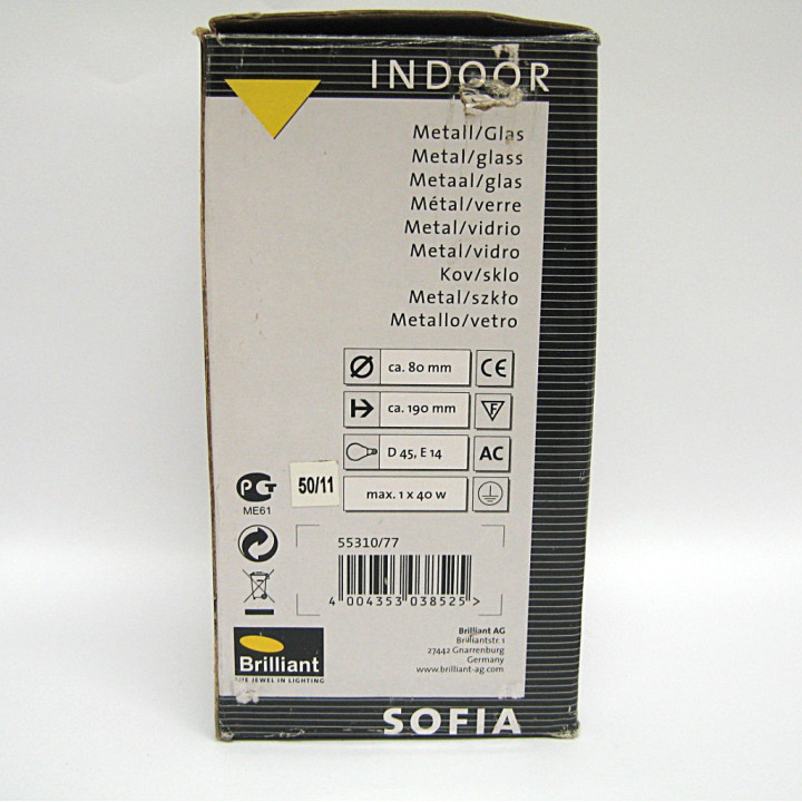Faretto da Parete "Sofia", in Vetro e Metallo, E14 Max 1 x 40 Watt