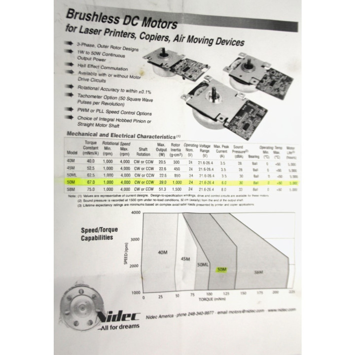 NIDEC 50M695C011 - Brushless DC Motor