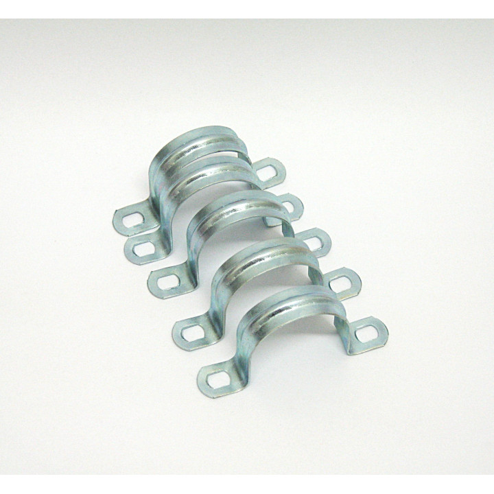 5 pz. Cavallotto Metallico a Due Fori 38mm Zincato Bianco