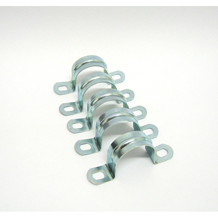 5 pz. Cavallotto Metallico a Due Fori 28mm Zincato Bianco