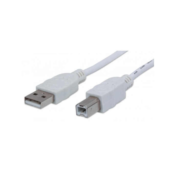 OEM - Cavo USB 2.0 con Connettori di Tipo A e B per Stampanti e Scanner - Lunghezza Mt. 1.40 - Bianco