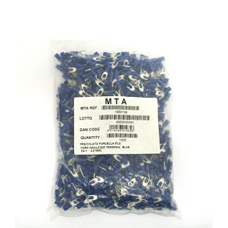 1000 pz. Preinsulated Cable Terminal Fork Single Cable 2.5mmq