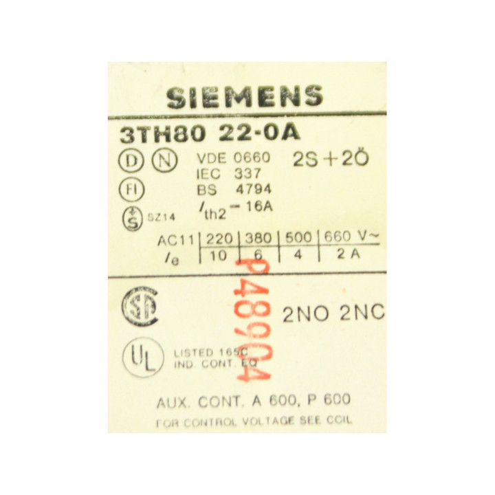 SIEMENS 3TH80 22-0A - Contattore