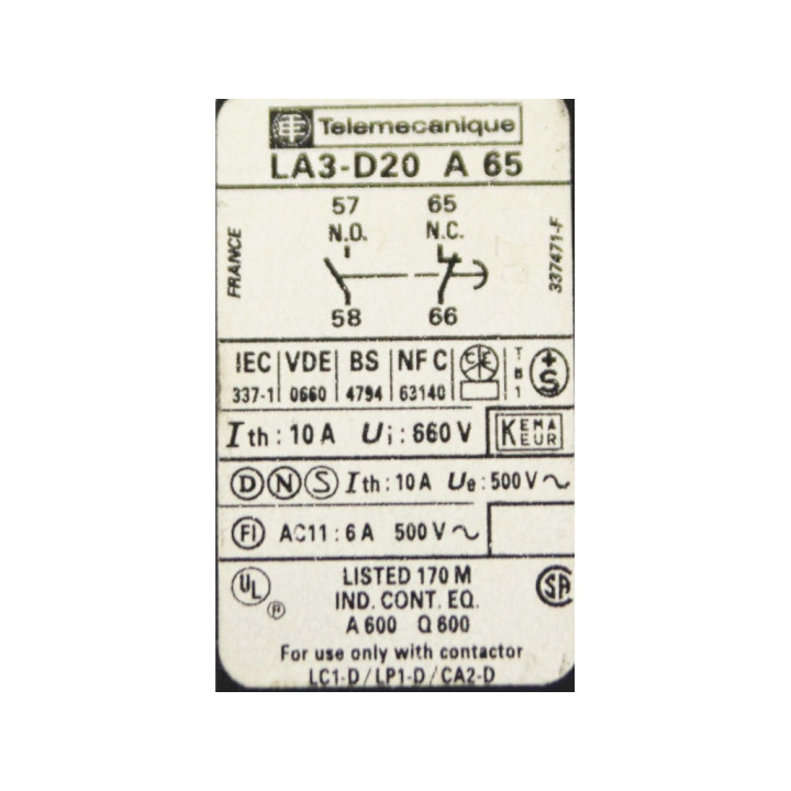 TELEMECANIQUE CA2-DN 1319 + LA3-D20 - Contatto con Time Delay Module 0.1 a 3 S