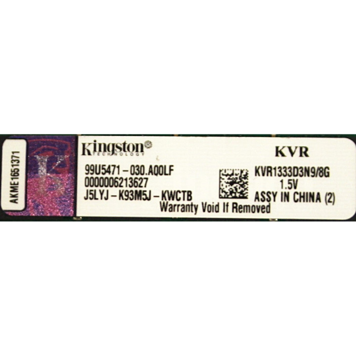KINGSTON KVR1333D3N9/8G - Memoria RAM DDR3 8GB 1333MHz  Non-ECC CL9 DIMM
