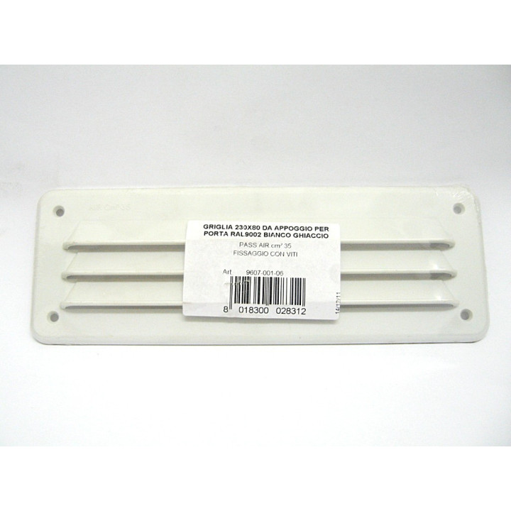 Griglia di Ventilazione da Appoggio in Plastica Bianca 230x80mm