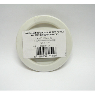 Griglia di Ventilazione Circolare per Porta RAL9002 in Plastica Bianca 80mm