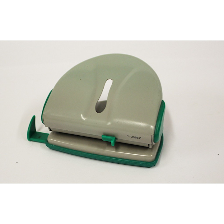 LEBEZ Perforatore per Fogli - Ferro - Verde/Grigio - Vaschetta in Plastica