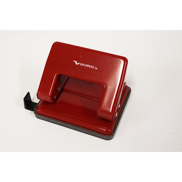 VIKING Perforatore per Fogli - Ferro - Rosso - Vaschetta in Plastica