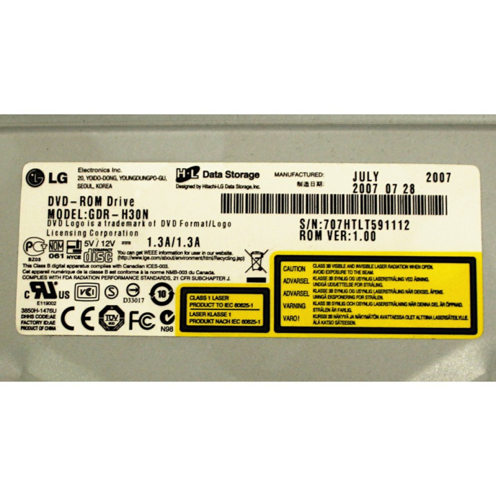 LG GDR-H30N Lettore DVD / DVD ROM Drive - 5/12V - 1.3A - Classe 1 Laser