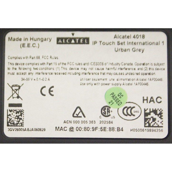 ALCATEL 4018 - Telefono IP Touch Set International - Urban Grey