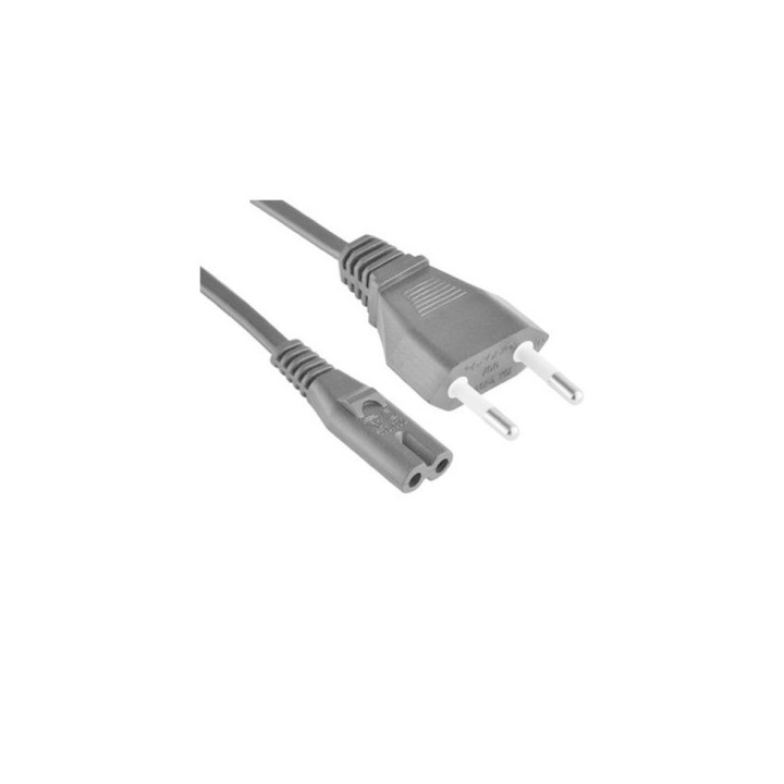 Cavo alimentazione bipolare 2 poli PRESA IEC-320-C7 Maschio - SPINA 2 poli 10A Maschio- 220cm GRIGIO