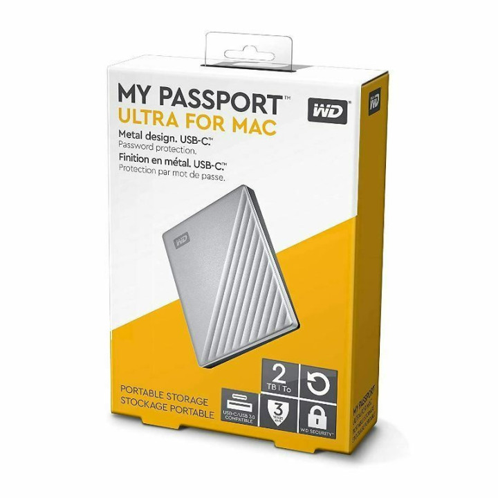 WD - Hard Disk 2TB Metal Design USC-C My Passport Ultra Portable Storage