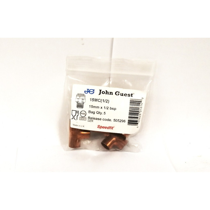 RACCORDO A T IN OTTONE JOHN GUEST 15MC(1/2)