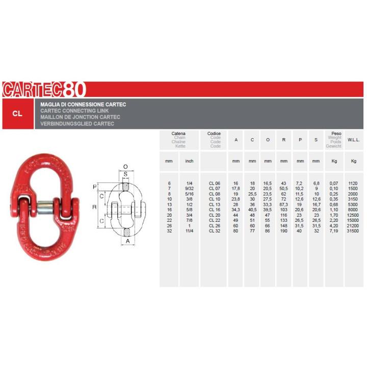 Cartec CL08 - Maglia Connecting Link 5/16" 8mm