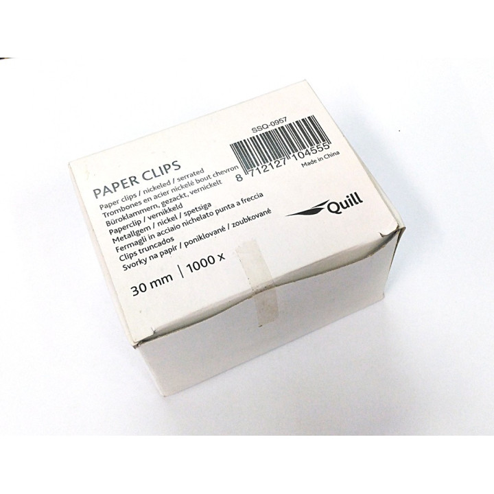 QUILL SSQ-0957 - 1000Pz Fermagli in Acciaio Nichellato Punta a Freccia 30mm