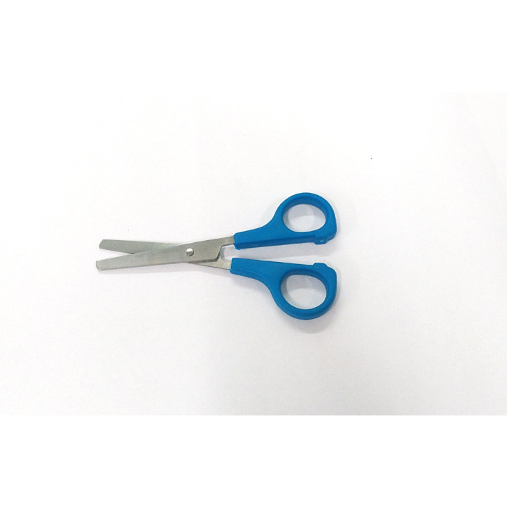 3Pz. Forbici con Punta Arrotondata con Impugnatura in Plastica Blu - 50mm