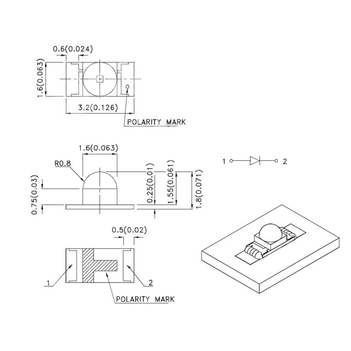 KPA-3010MGC - 10Pz. x SMD LED Laterale ad Angolo Retto Verde 20mA 2.1V 570nm Mega Green