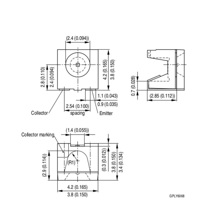 SFH 325 FA - 4 x Silicon NPN Phototransistor in SMT SIDELED® Package