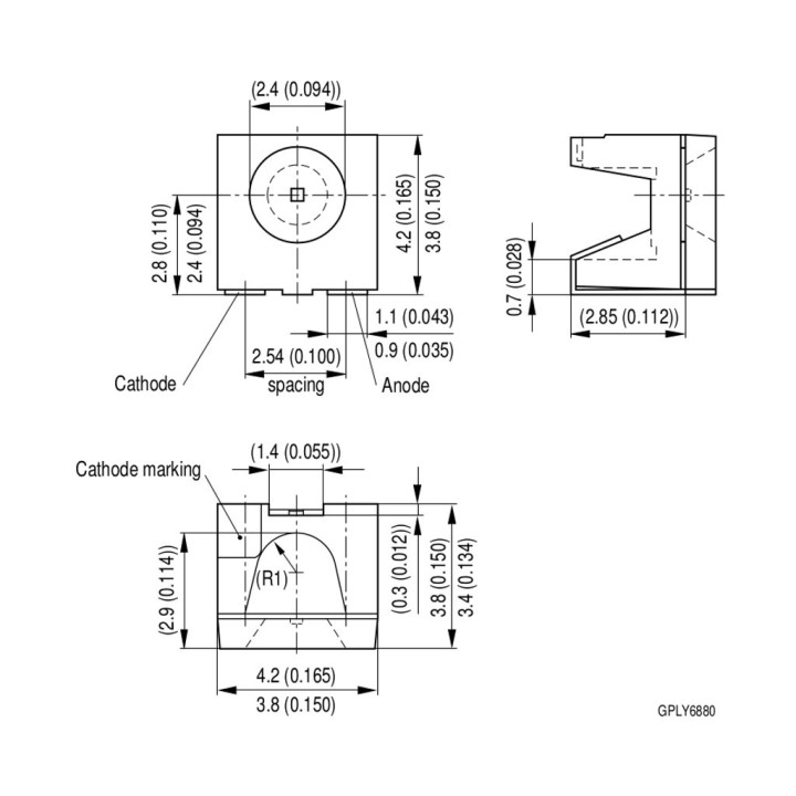 SFH 325 FA - 3 x Silicon NPN Phototransistor in SMT SIDELED® Package