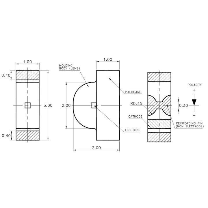KPA-3010MGC - SMD LED ad Angolo Retto 20mA 2.1V 570nm Mega Green