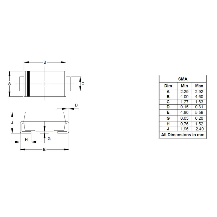 US1M-E3/61T - 4 x Diodo Raddrizzatore UltraVeloce SMD DO-214AC 1KV 1A