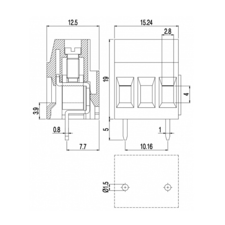 Euroclamp MVSP252-10,16-V  - Morsettiera verticale 2 poli passo 10,16  Grigio