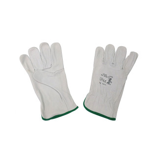 SEBA 8CE2 - Guanti da Lavoro in Pelle Bianco con Bordo Verde TG. 11