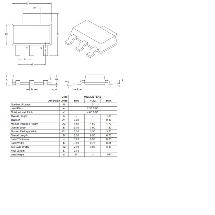 MCP1703-3302E - LDO Regulator 250mA 3.3V 2uA SOT223