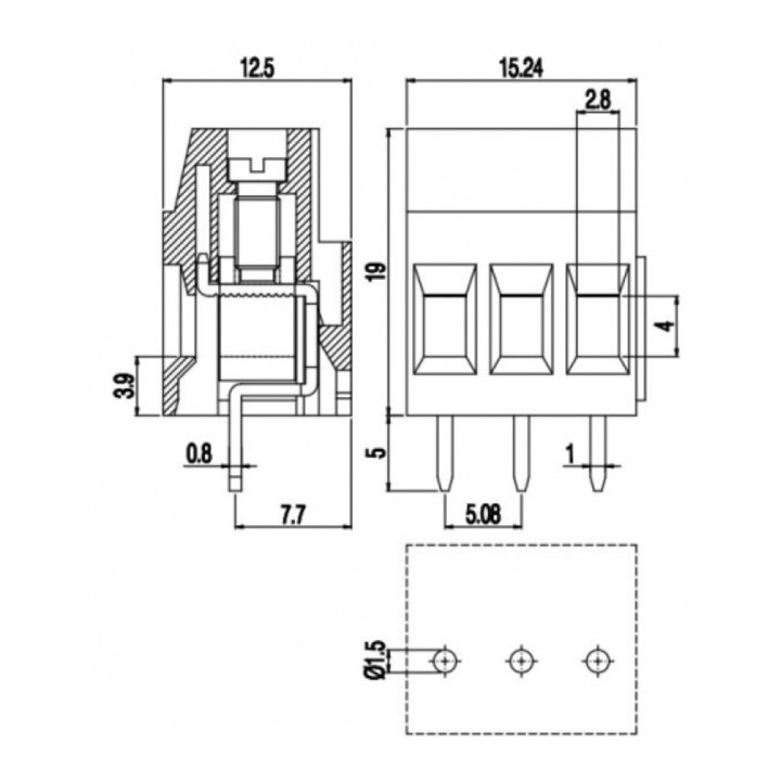 Euroclamp MVSP252-10,16-V  - Morsettiera verticale 2 poli passo 10,16  Grigio