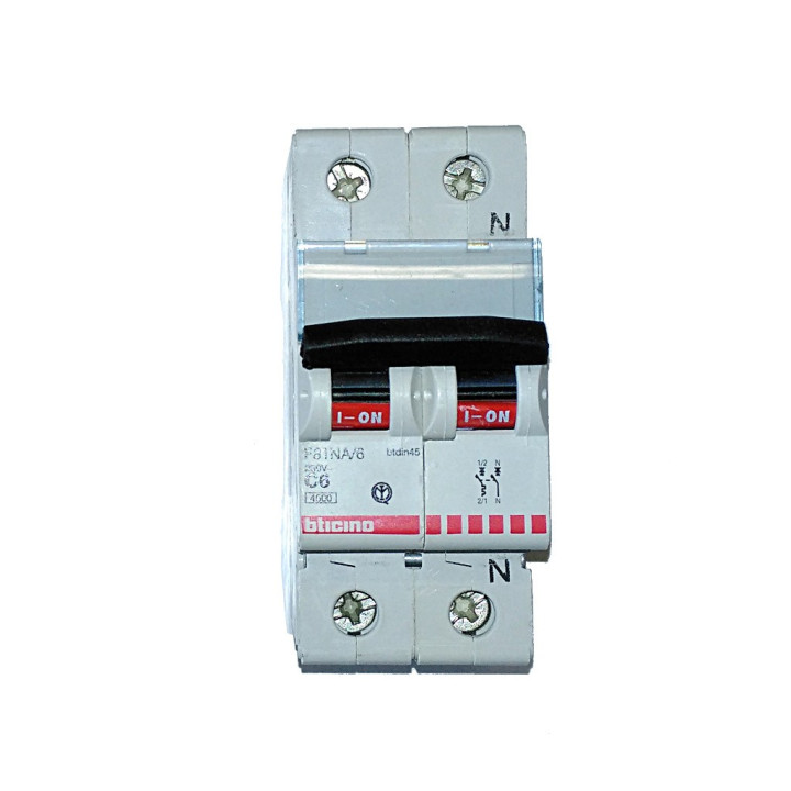BTICINO F81NA/6 - Interruttore Magnetotermico 1P+N 6A 4,5KA BTDIN