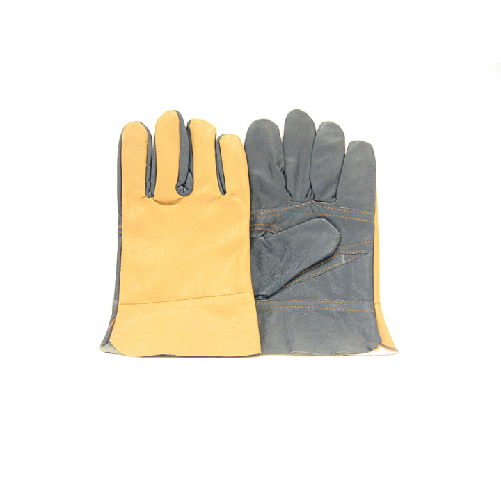 Professional Cowhide LEATHER GLOVE YELLOW-GREY Size 9-10